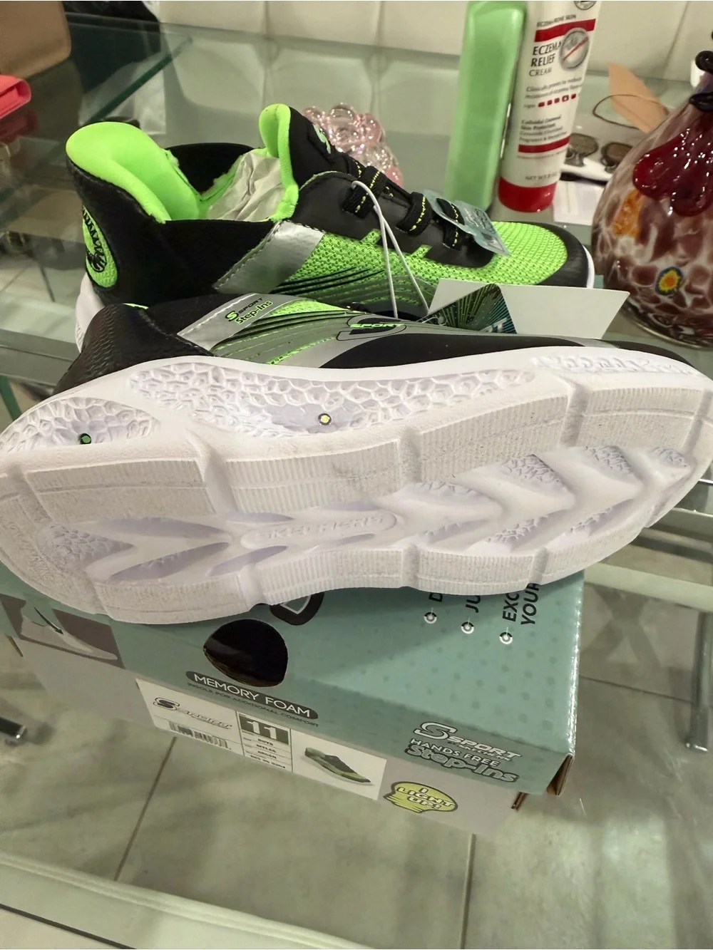 Skechers Kids Light-Up Athletic Sneakers in Neon Green and Black